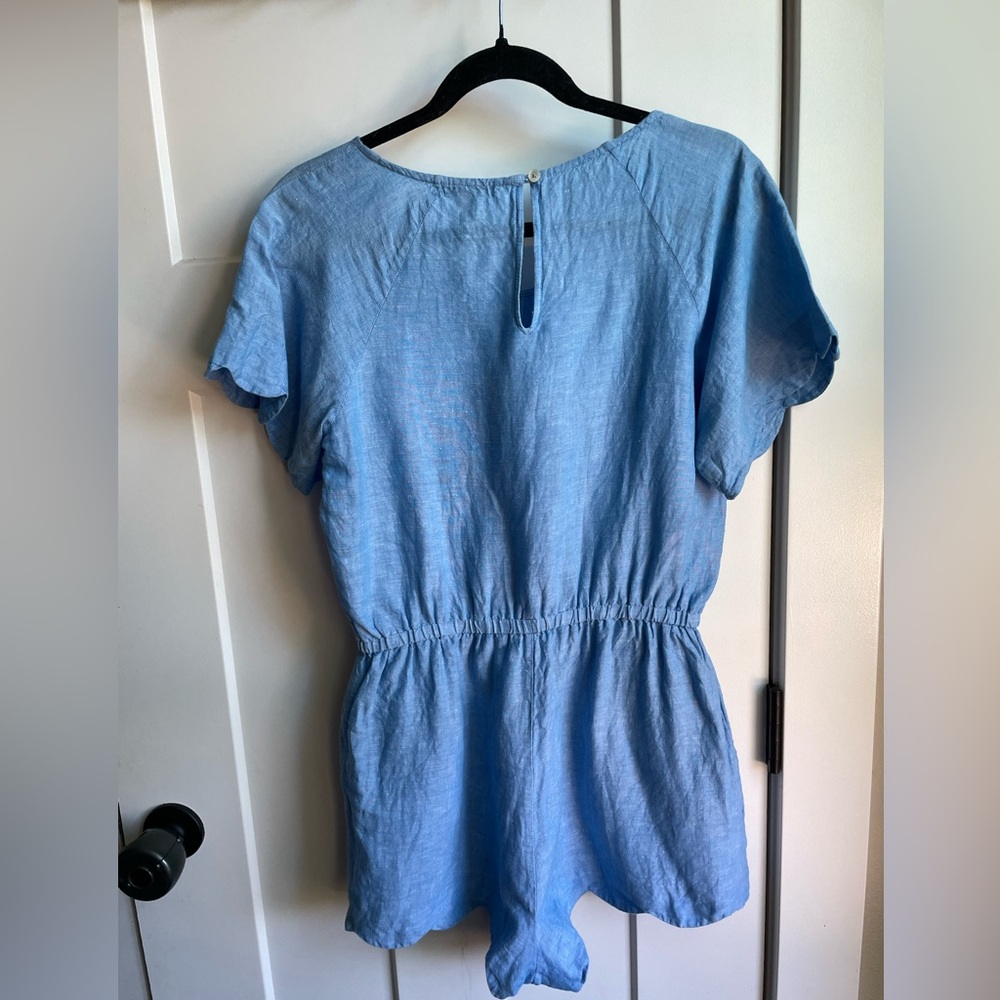 J.Crew Scalloped Cotton-Linen Romper - Picture 7 of 9